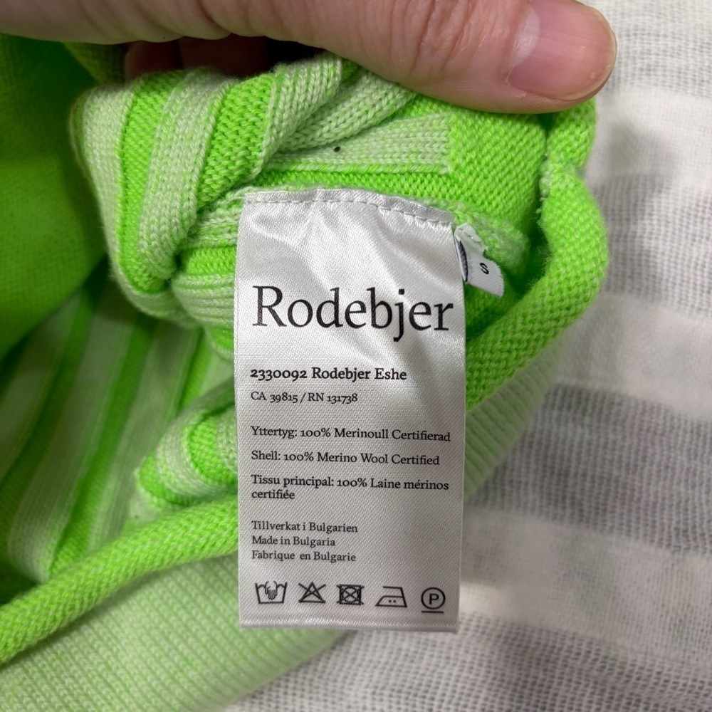 Rodebjer Eshe Rib Knitted Sweater In Techno Green Sz S Funky Retro Party EUC - Picture 6 of 9